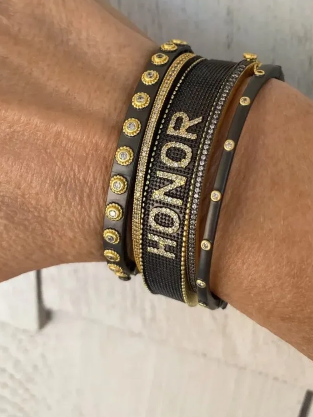 Frieda Rothman HONOR Studded Black and Silver Bracelet - Picture 8 of 8